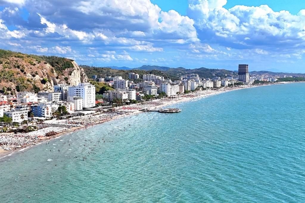 Durrës beach and seafront from above